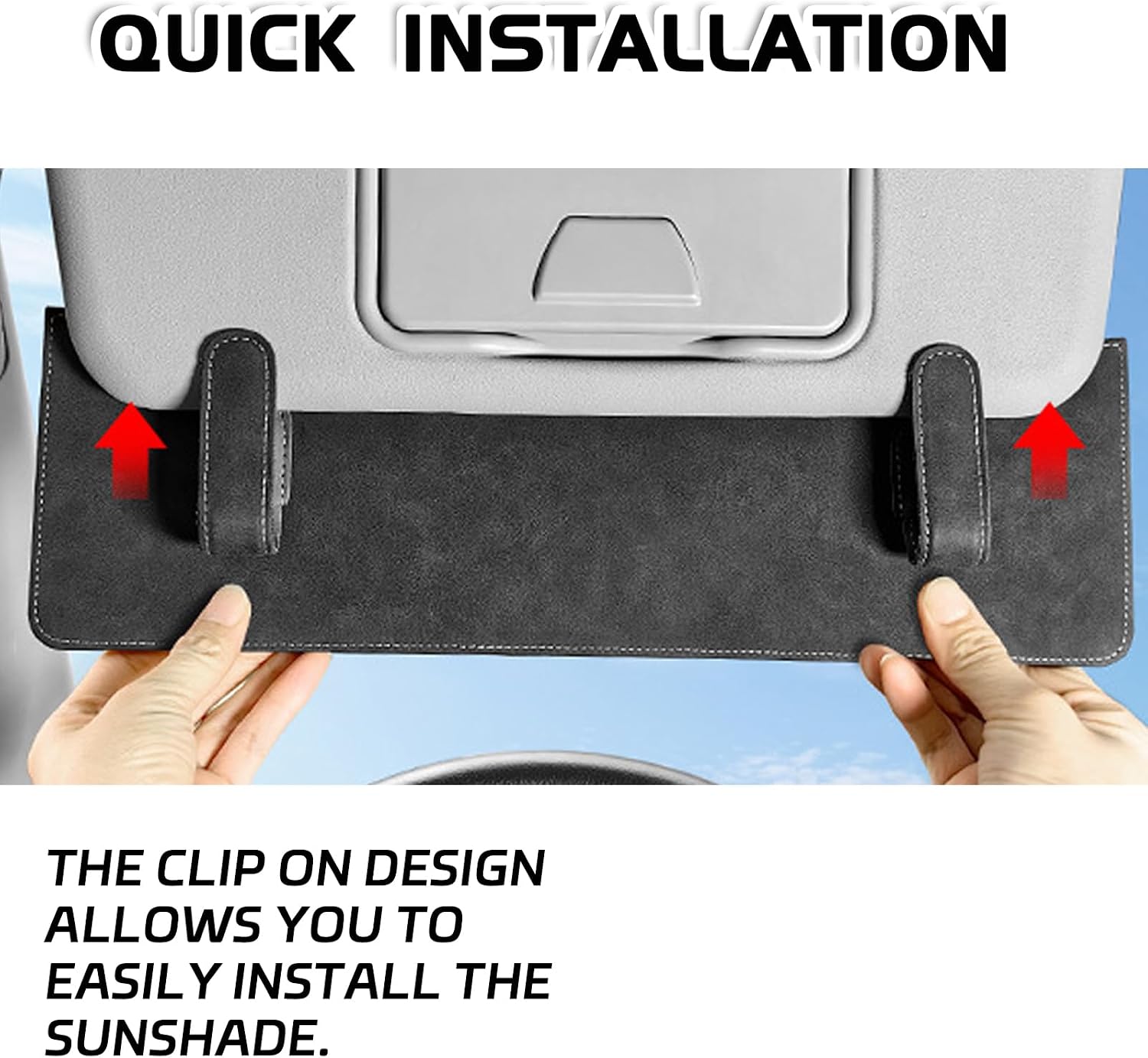 Sun Visor Extender for Car, Clip-On Sun Blocker Visor Extender Attachment for Car Sunvisor, Anti-Glare Leather Sunshade Extenders for Universal Auto Summer Essential Accessory（Beige） image 5