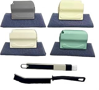 Multi-Functional Window Track Cleaner - Window Groove Cleaning Brush Tools with Corner Scraper & Detachable Brush, Portable for Crevice - Sill Scrub Brush Tool for Bathroom, Kitchen Tiles, Door Slots