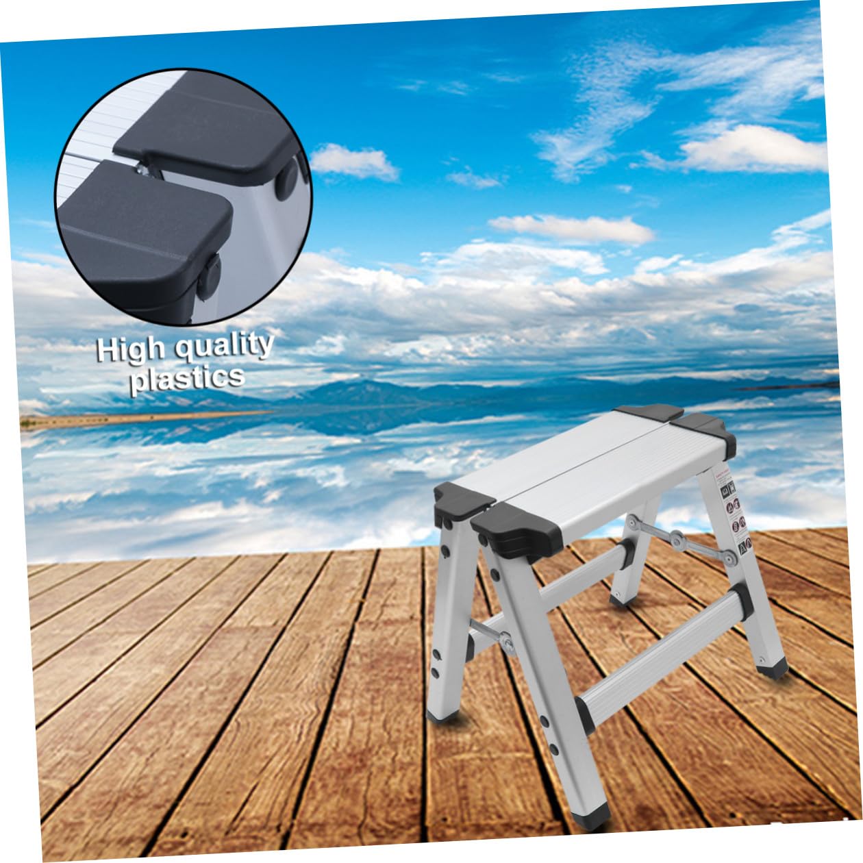 Toyvian Scala Pieghevole in Lega di Alluminio Sedile da Trekking, Sgabello Pieghevole Portatile per Pesca e Attività Outdoor, Sedia Multifunzione Leggera per Casa, Ufficio e Campeggio