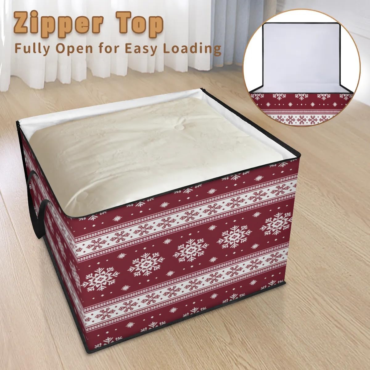 Large Storage Bags Clothes Storage Bins Foldable Closet Organizer Under Bed Storage Containers for Clothing Blanket Comforters Bedding Boho Snowflakes