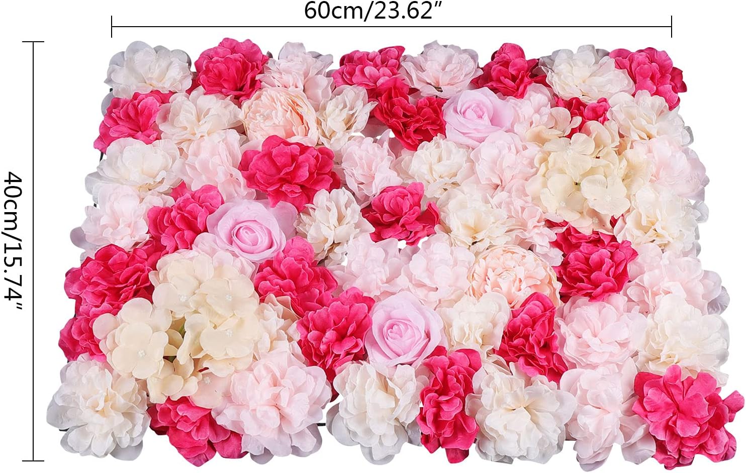 Gdrasuya10 4 Pcs Artificial Flower Wall Panels 60x40cm 3D Flower Background for Wall, Wedding Flower Decorations Wall Silk Rose Panels for Photo Areas, Stage Background, Party(Dahlia + Rose Peony)