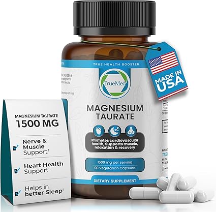Natural Magnesium Taurate 1500mg – Magnesium Taurate Supplement for Heart