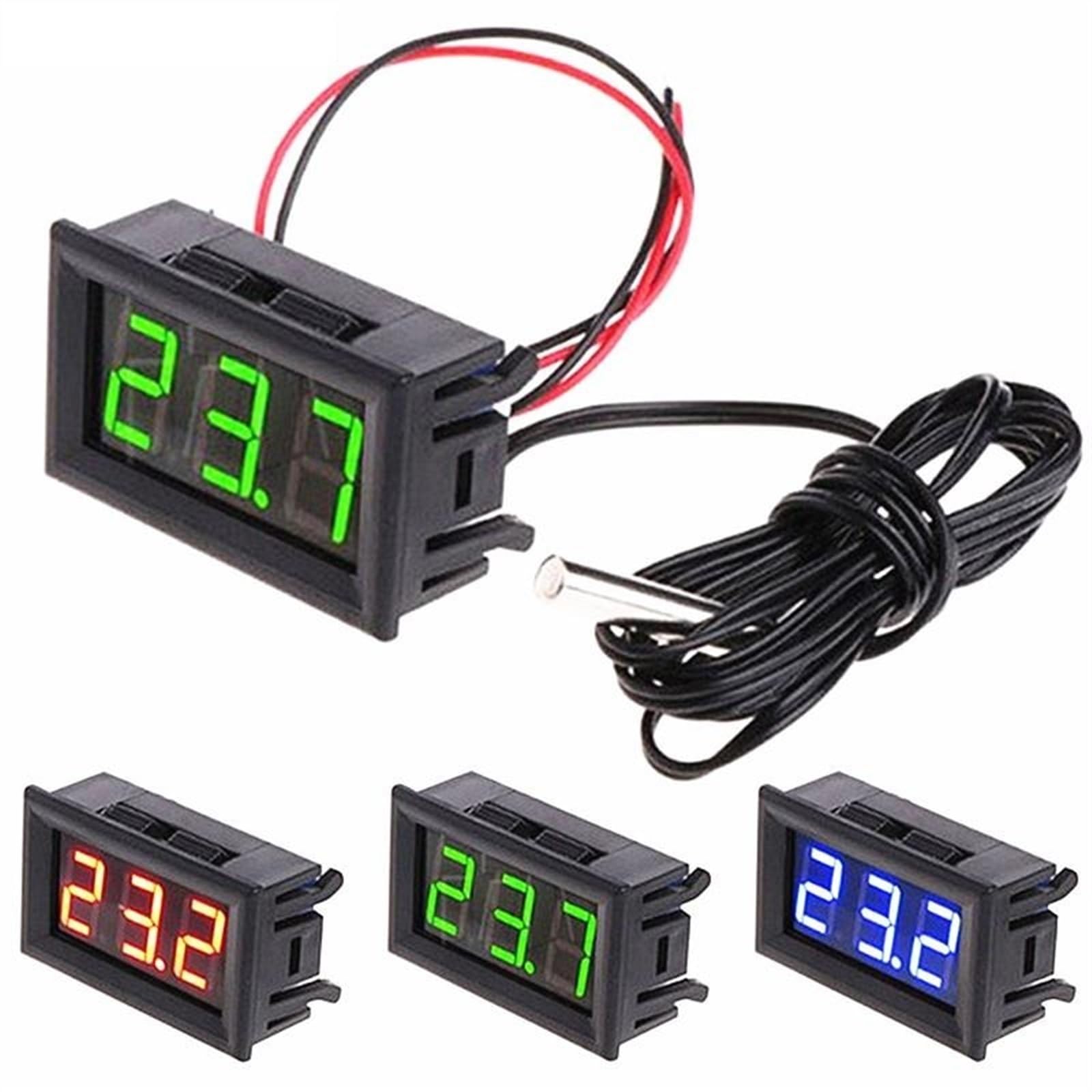 12 V elektroniczny termometr LED cyfrowy wyświetlacz termometr akwarium lodówka wskaźnik temperatury wody z wodoszczelnością (kolor: czerwony)