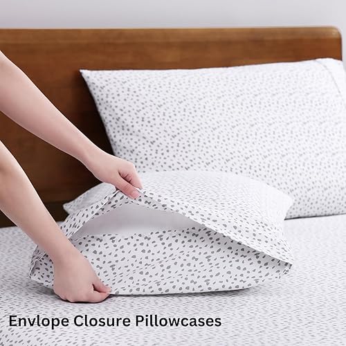 Miniatura 5 de LANE LINEN - Juego de sábanas tamaño Queen, 100% algodón orgánico percal de 4 piezas transpirable para colchones de hasta 15 pulgadas de