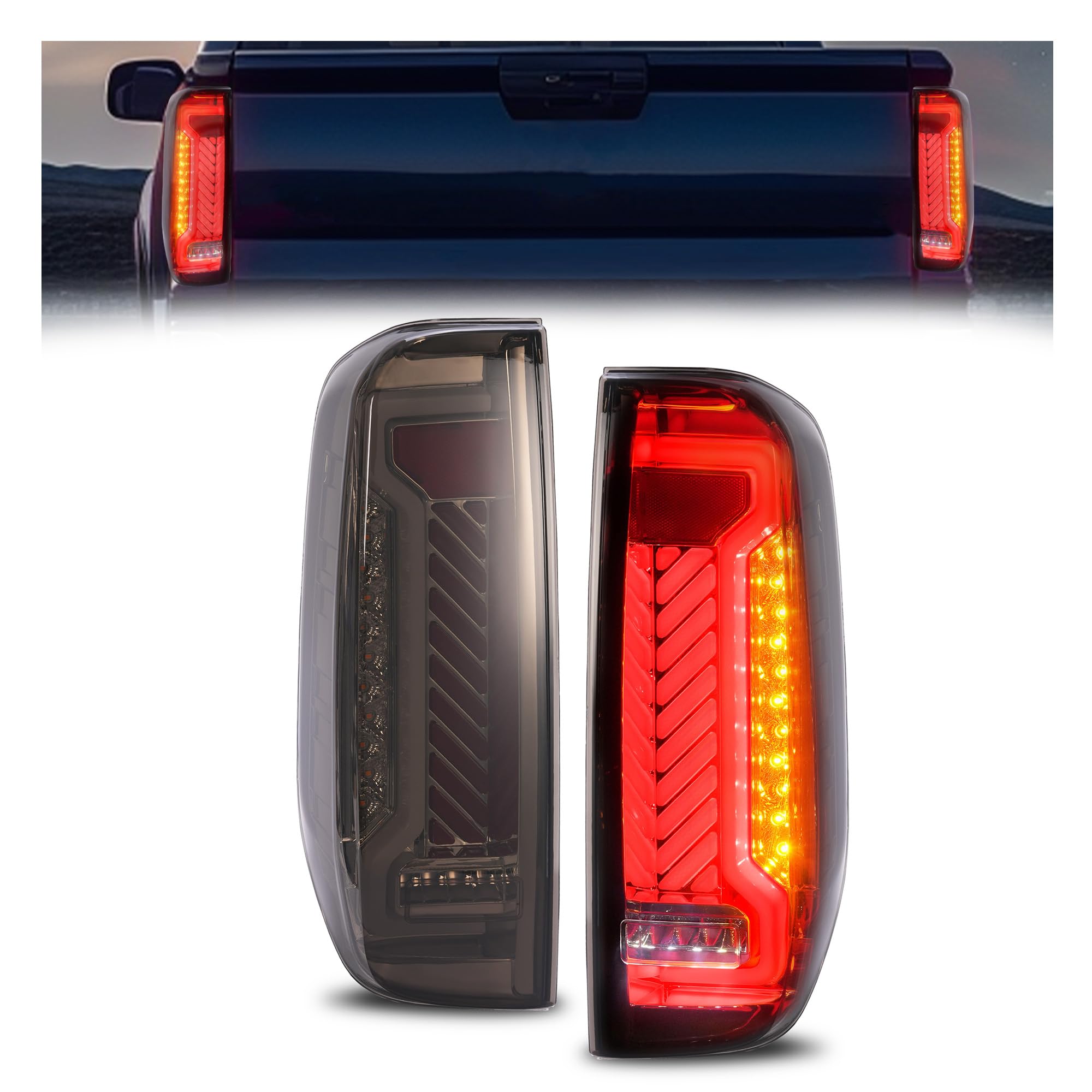 HECASA LED Tail Lights Compatible with 2005-2021 Nissan Frontier Replacement for NI2801170 NI2800170 Rear Brake Tail Lamps w/LED Tube Bar LH&RH w/1-to