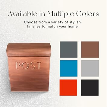 NACH Wall Mount Mailboxes for Outside, 5 x 12.75 x 10.75 inches, Copper Mailboxes for Outside Wall Mount, Waterproof Mailbox - The Sylvia Mailbox