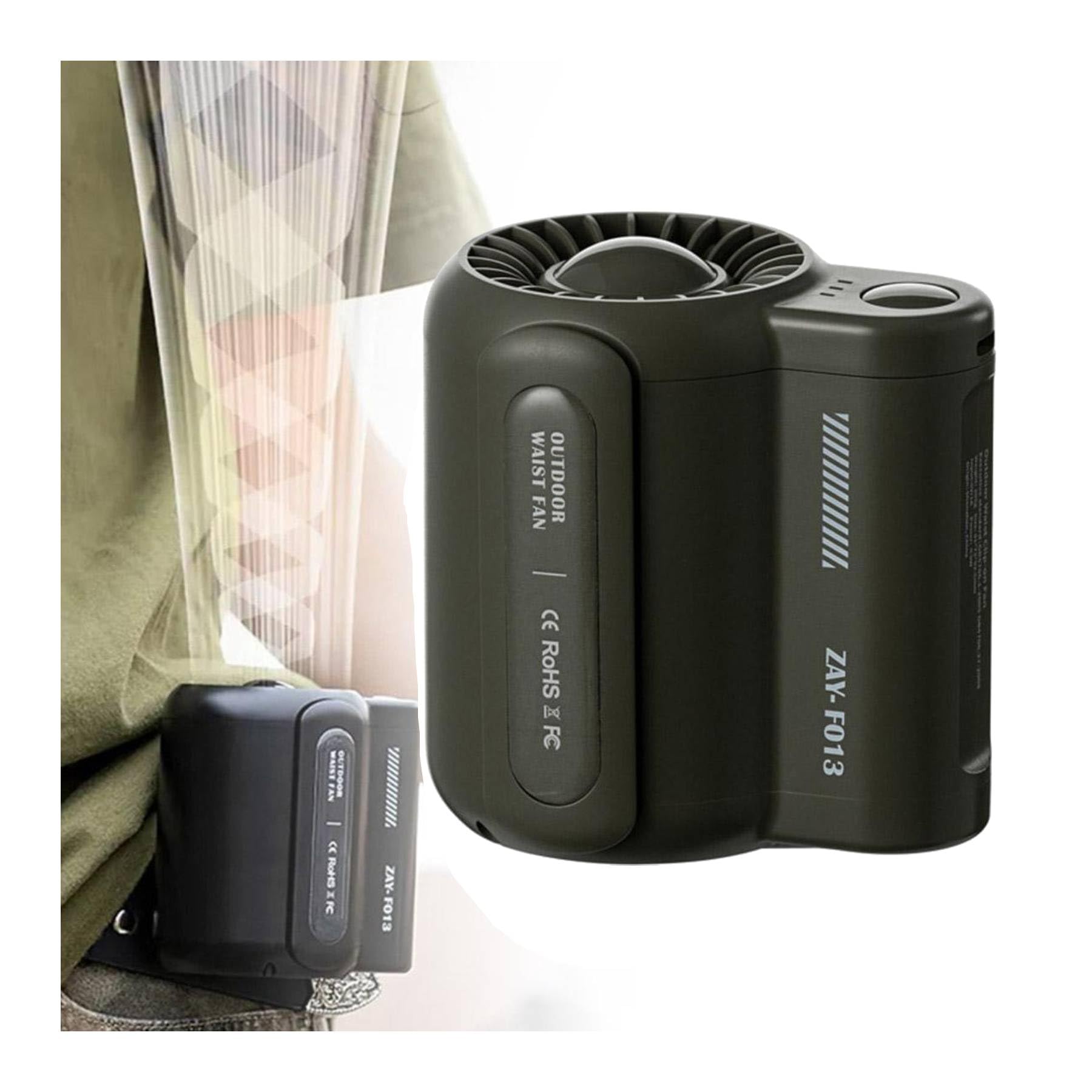 3-Speed High Velocity Waist Hanging Fan, Portable Fan Personal Clip Fan, Rechargeable Belt Clip Fan with USB, 4500mAh Mini Waist Fan, Wearable Belt Fan for Camping Outdoor Jobsite, Hands-free