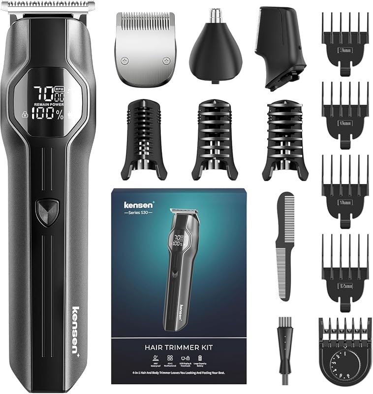 Aparador de barba e cabelo kensen 15 em 1 com lâminas e acessórios