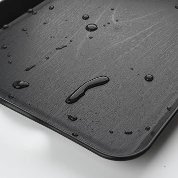 Black Serving Trays with Handles, 16 x 11 inch Rectangular Non Skid Multi-Purpose Plastic OttomanTray for Restaurant, Parties, Coffee Table, Kitchen