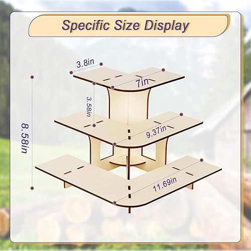 Miniatura 3 de Estantes de exhibición al por menor, soporte de exhibición para mesa de venta al por menor, estante de exhibición de madera de 3 niveles, estante