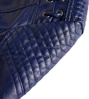 Lu's Chic Women's Motorcycle Jacket Fashion Dressy Vegan Leather Biker Coat Light Slim Fit Crop Blazer Moto Jacket