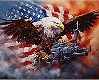 Vista 8 de Tucocoo Kits de pintura patriótica de estrellas por números para adultos, pintura de águila por números para adultos, kits de pintura al óleo