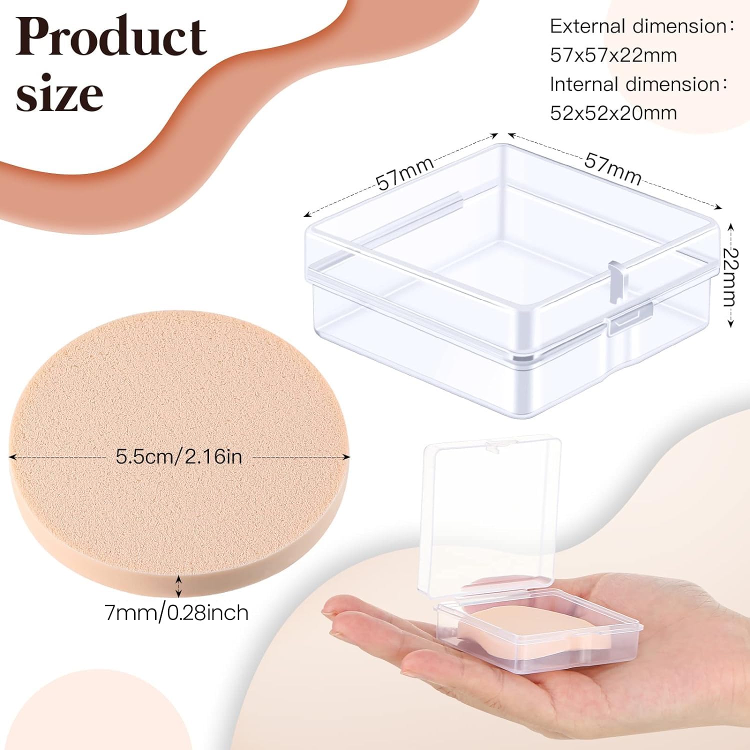 100 Esponjas de Maquillaje Redondas Esponjas Cosméticas Soplos de Polvo Compactos de Imprimación Redonda con Estuche Transparente Esponjas Aplicadoras de Maquillaje para Base de Maquillaje Cosméticos