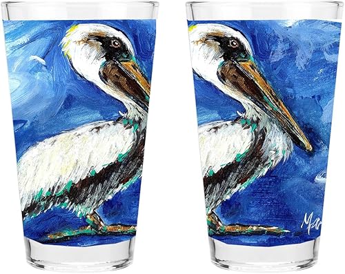 Caroline's Treasures MW1178PINT Pelican - Vaso de 16 onzas para cerveza, margaritas, refrescos y más, cristalería de calidad de restaurante