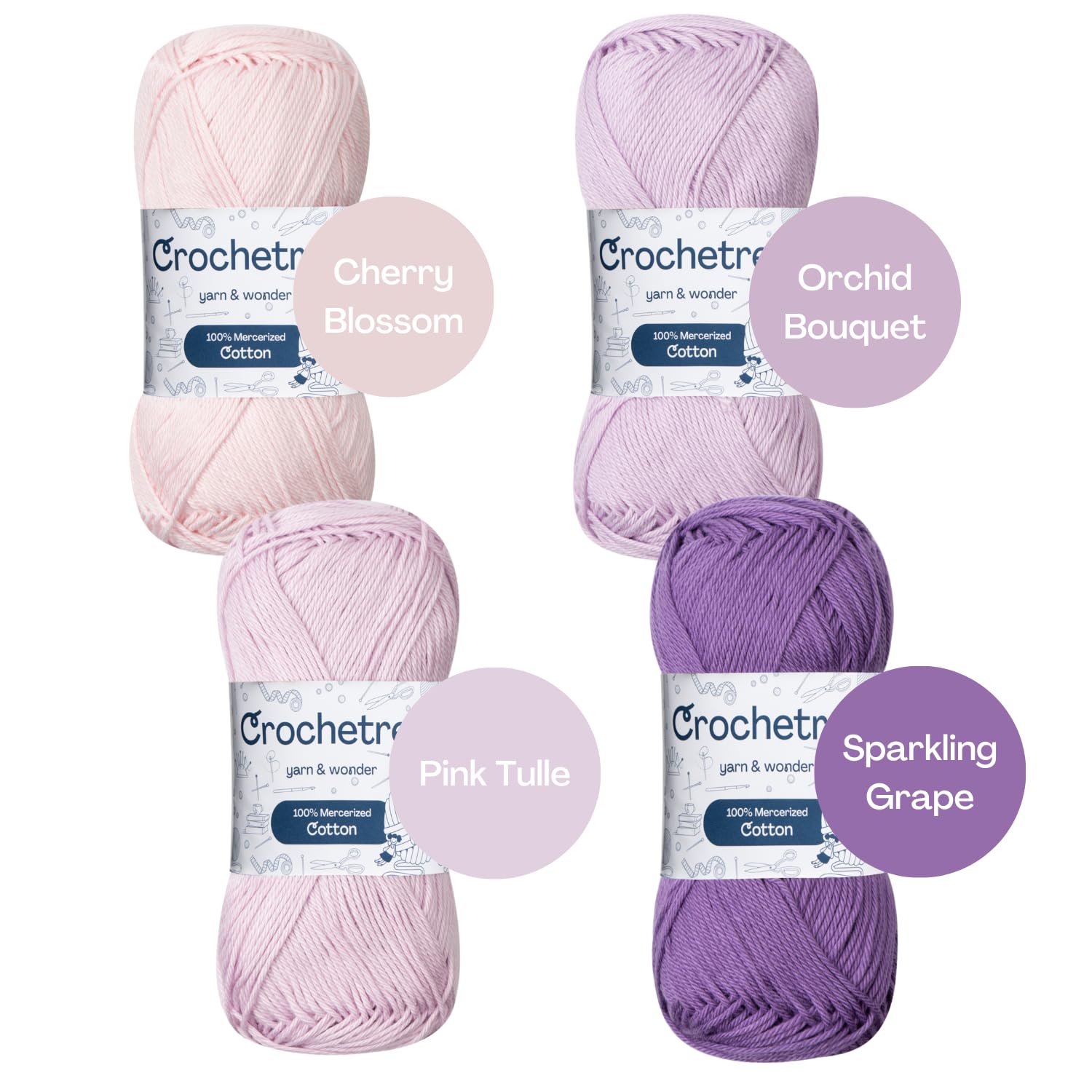 Premium Mercerized Cotton Yarn for Crochet & Knitting – Fingering Weight 4-Ply, 50g (1.76 oz) / 125 m (136 yds), High-Gloss, Anti-Splitting, Fade-Resistant Cotton (Magic Dream) — view 2