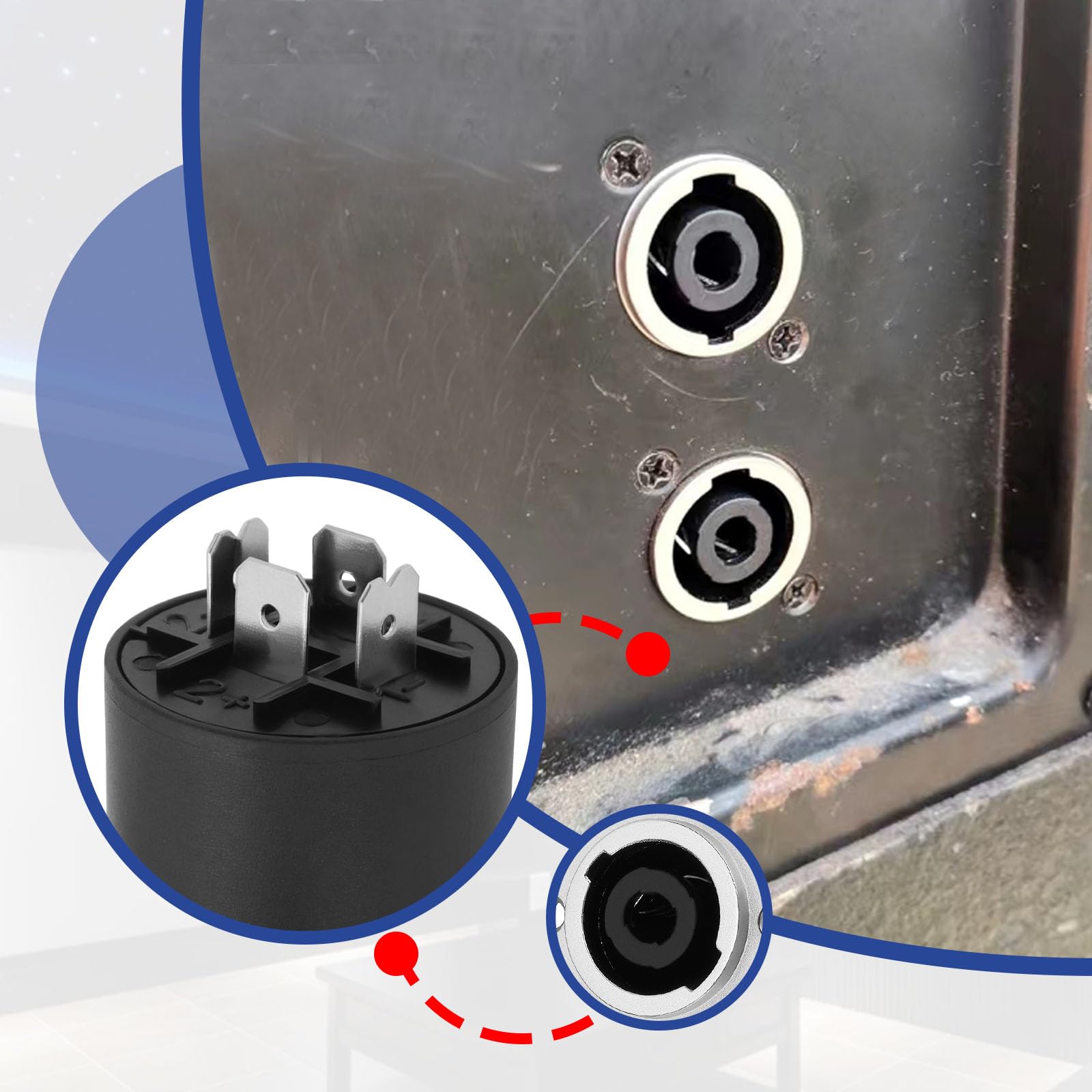YINETTECH 4pcs Speakon Panel Mount Socket Connector 4 Pole Female Square Metal Jack Adapte Compatible with Neutrik Speakon NL4MP NL4MPR NL4FC - Image 3
