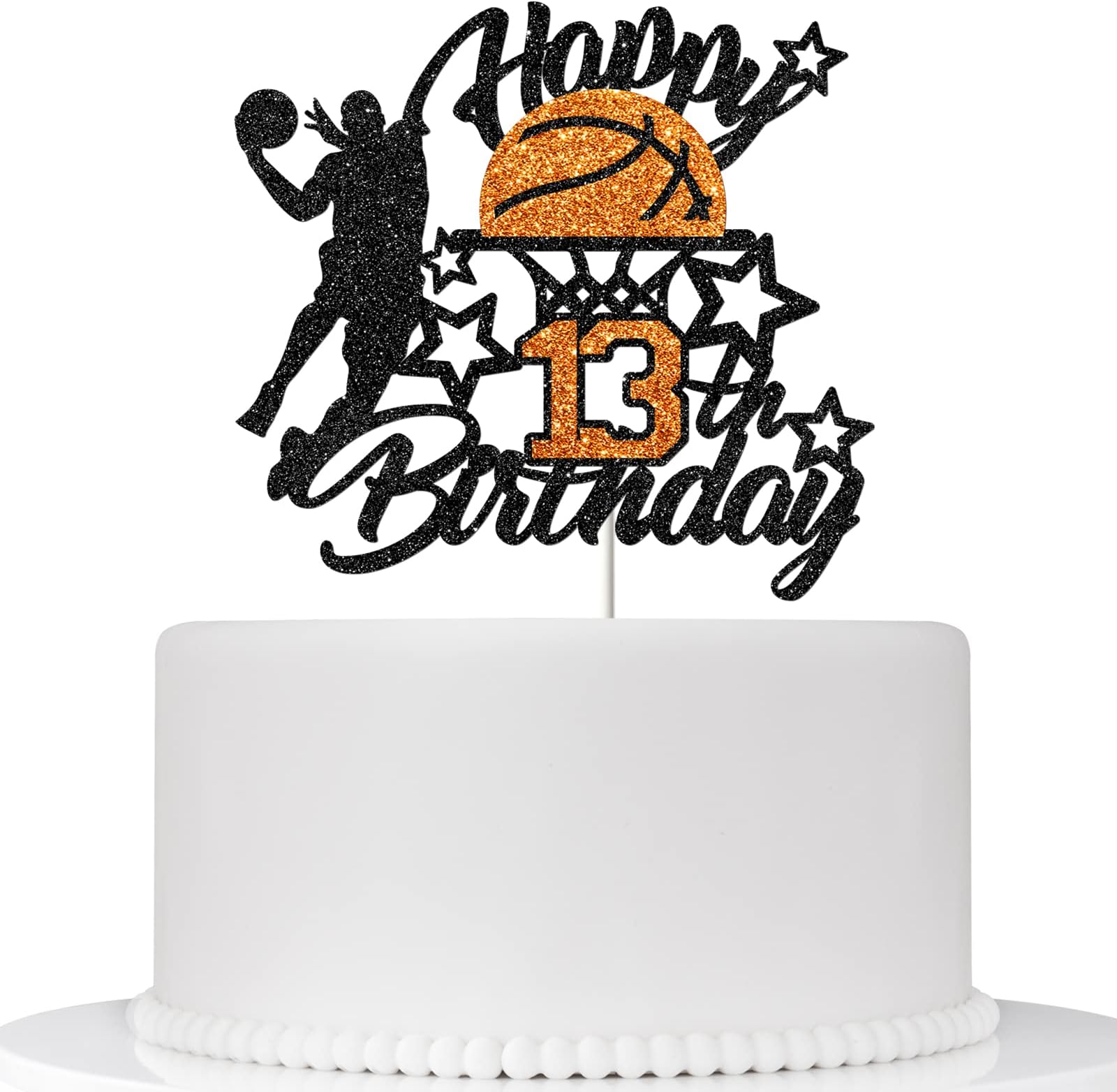 Basketball Happy 13th Birthday Cake Topper, Basketball/Sport Theme Birthday Party Decorations for Boys - 13 Years Birthday Party Supplies