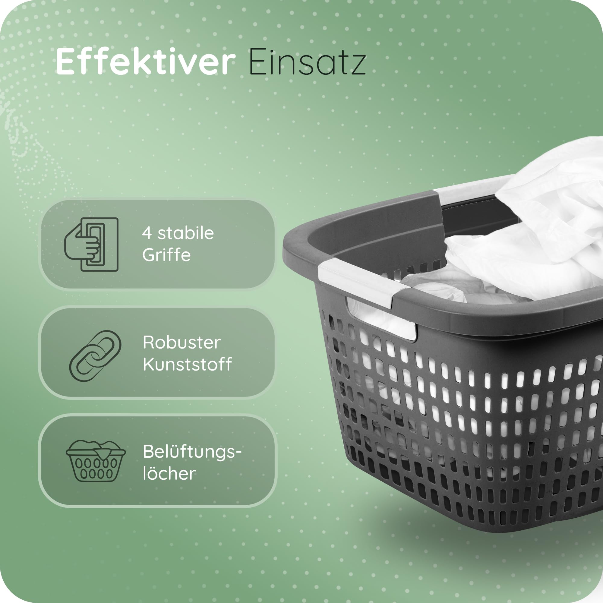 Novaliv 3 Stück Wäschekorb mit 4 Griffen 40L Anthrazit, Wäschebox Set Wäscheeimer Wäschebehälter für Bad Wäsche Schmutzwäsche, Wäschekörbe Laundry Basket Aufbewahrung Korb Sammler Box