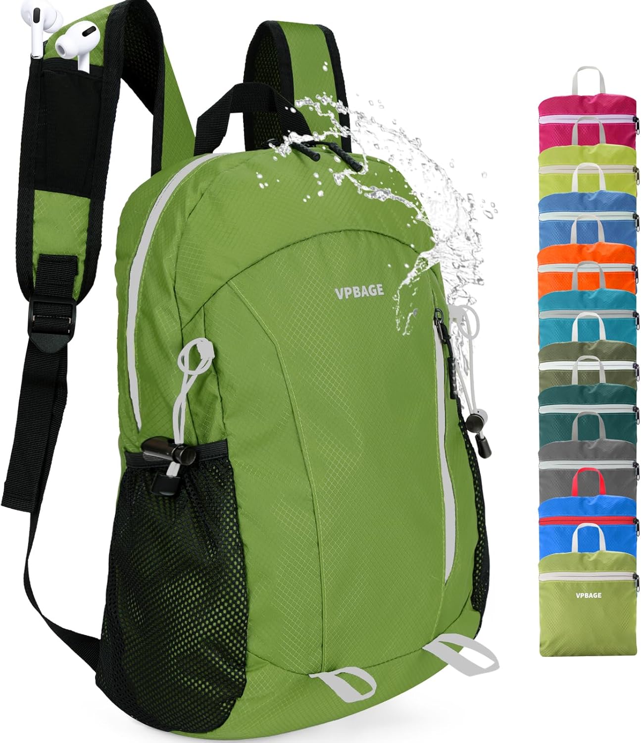 VPBAGE 15L Water-resistant Hiking Daypack, Small Backpack