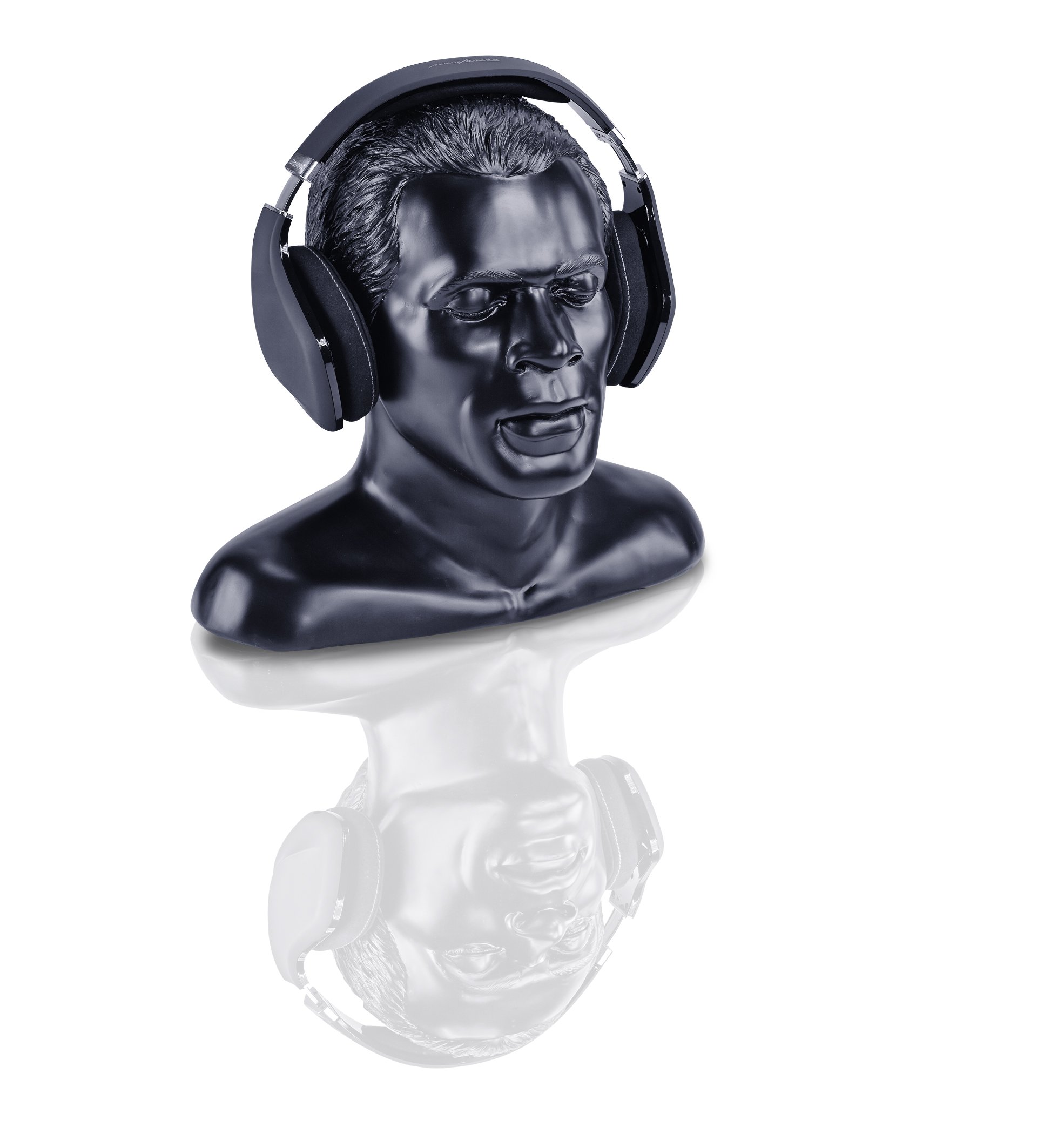 OEHLBACH Supporto per cuffie Silence - Fatto a mano, resina sintetica - iconica testa stoccaggio di grandi, pesanti cuffie over- e on-ear - Nero