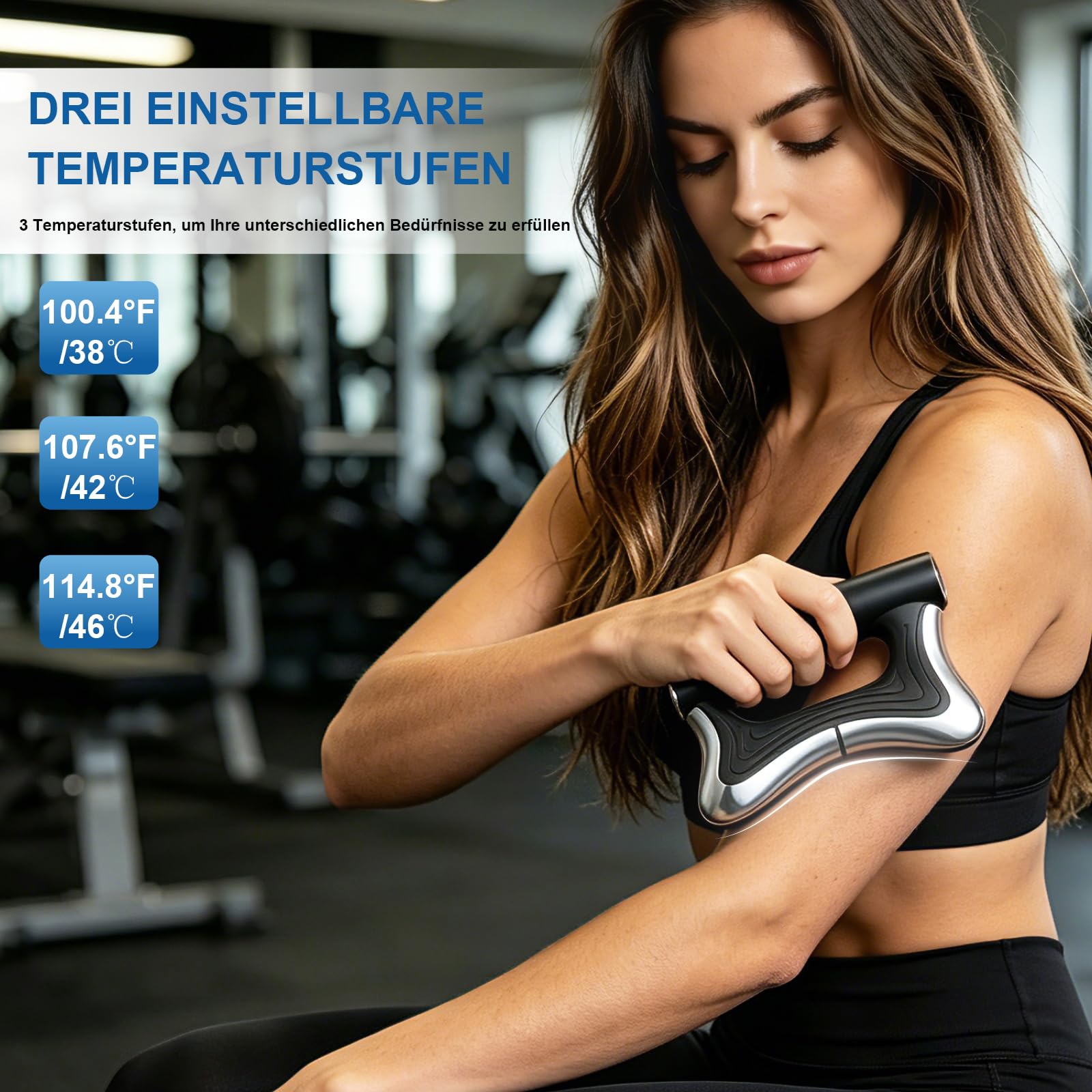 Strumento Elettrico per Raschiamento Muscolare, Massaggiatore a Lama per Fascia con 3 Livelli di Riscaldamento, Massaggiatore Gua Sha Portatile a Microcorrente con 3 Modalità (Nero)