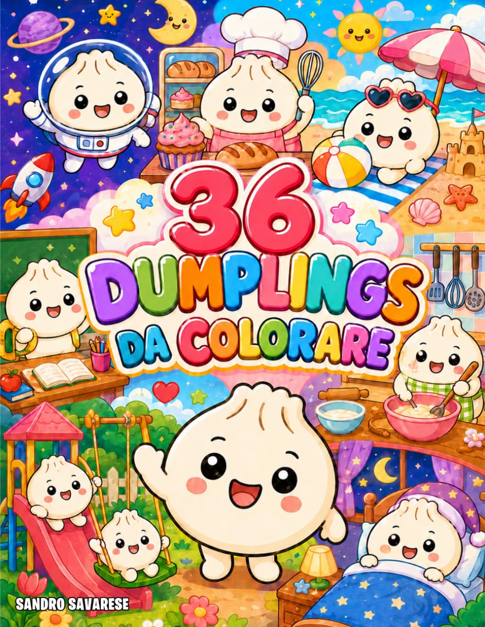 Dumpling Kawaii – Libro da Colorare per Bambini: 36 disegni di Dumpling da colorare per bambini dai 4 ai 10 anni