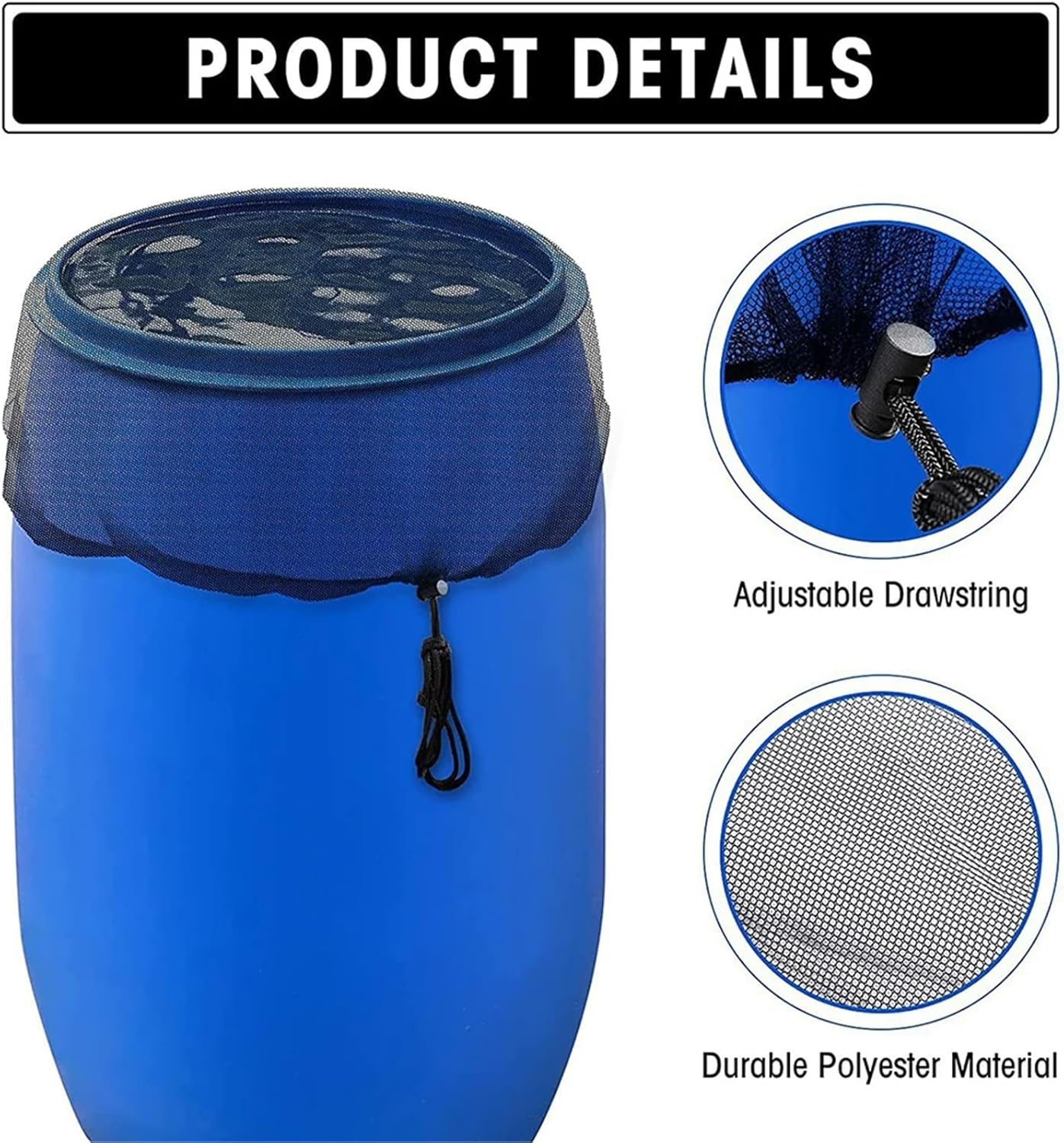 Rain Barrel Mesh Cover Mesh Cover Netting for Rain Barrel Water Collection Bucket Raindrop Harvesting Tool Anti-Mosquito Protection(100cm 5pcs)