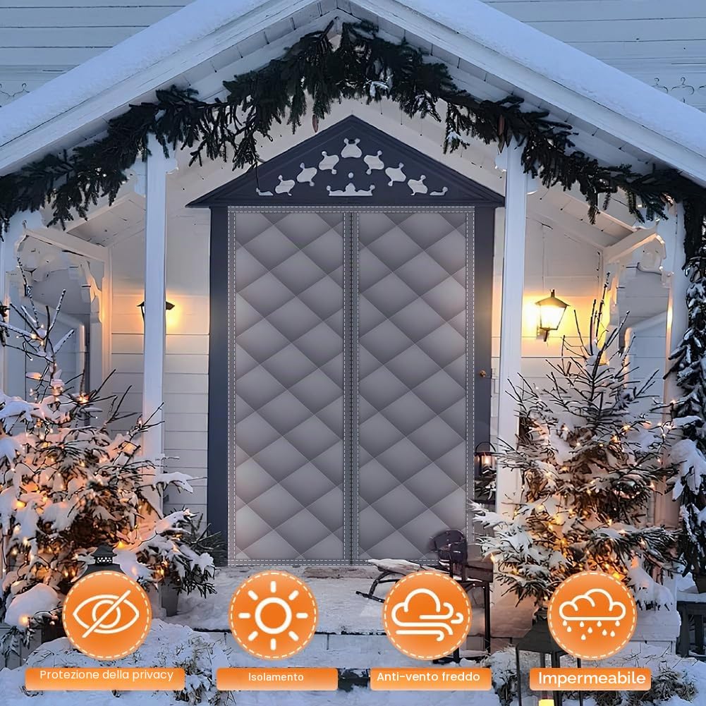 flintronic Tenda per Porta Inverno Termica, 140 * 240CM Tenda Termica Isolante Freddo, Resistenza al vento, Chiusura Automatica a Calamite per Balcone Soggiorno Cantina