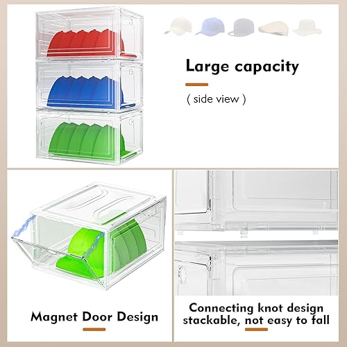Miniatura 2 de YKLSLH Caja Organizadora de Sombreros, 6 Cajas para 40 Sombreros, Organizador de Sombreros de Plástico Sólido Más Duro Mejorado para Gorras