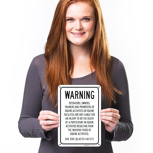 Miniatura 10 de Warning Under New Mexico Law Patrocinador de actividad equina o letrero profesional, 10 x 7 pulgadas, calcomanías de vinilo de 4 mil resistentes a