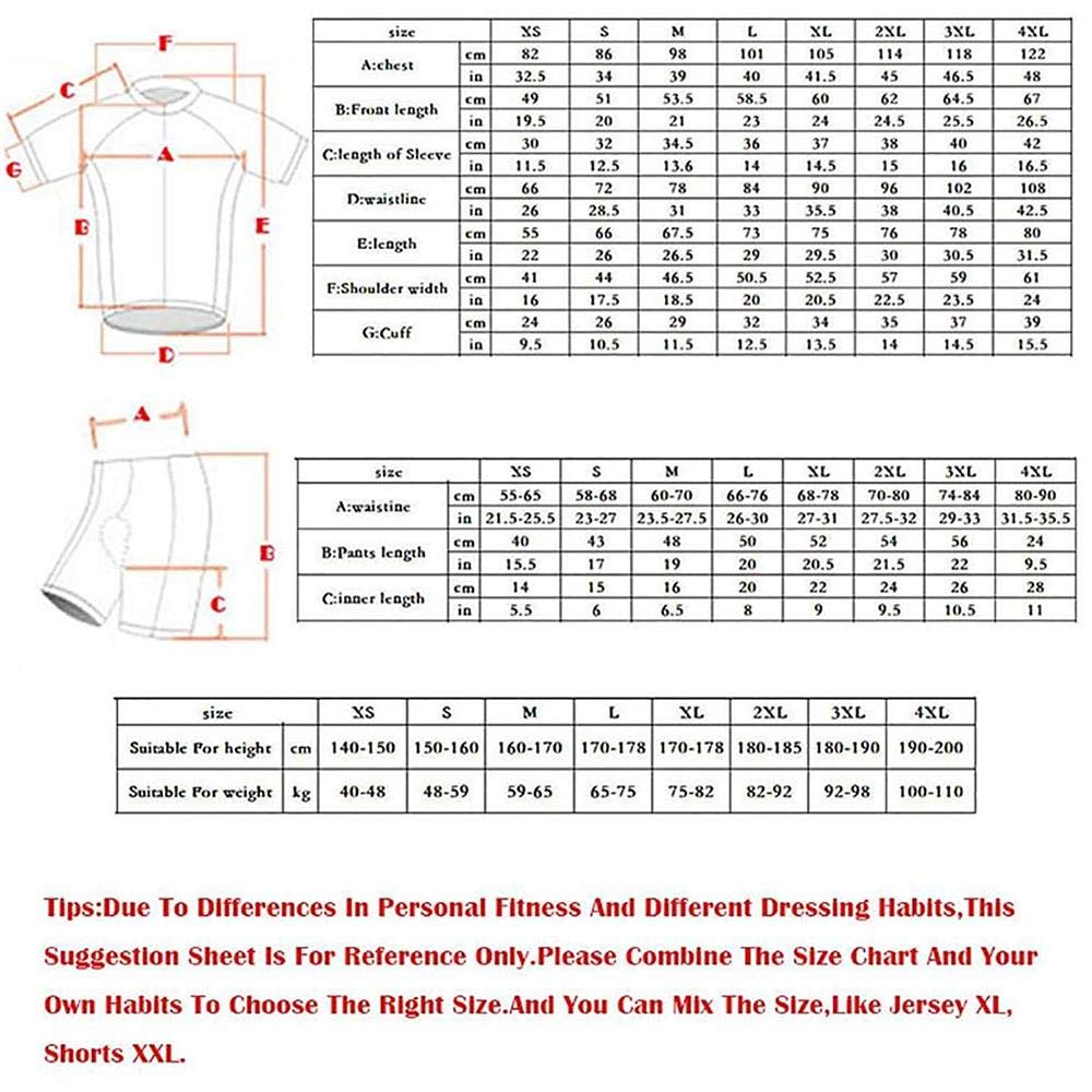 Moxilyn Maglia da Ciclismo Set Maglia Manica Corta+9D Gel Pantaloni Uomo Estate Ciclismo Abbigliamento Traspirante Asciugatura Rapida