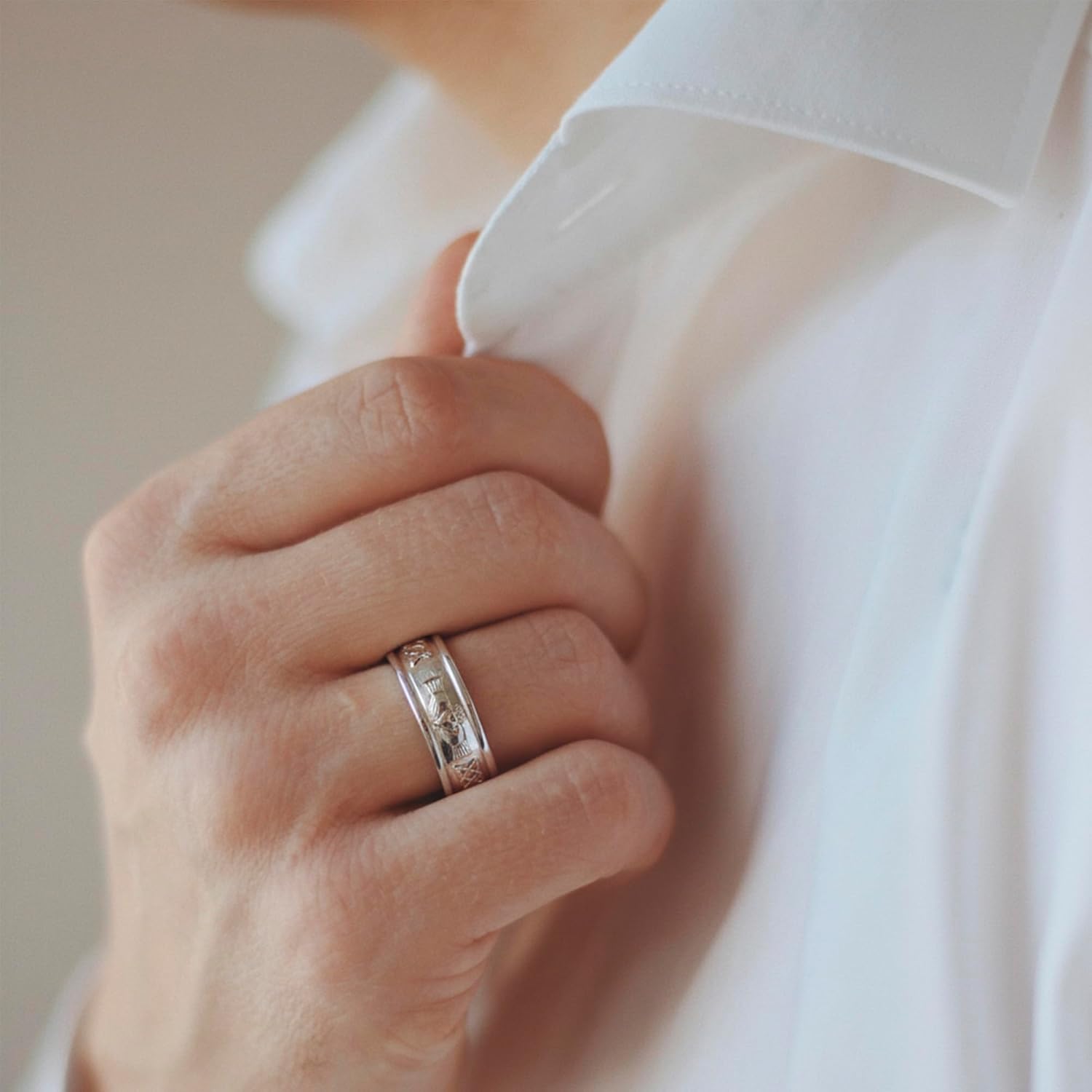 Biddy Murphy Men's Irish Claddagh 925 Sterling Silver Wedding Ring 1/4" Band, Traditional Celtic Jewelry Made In Ireland & Crafted by Irish Artisan Jewelers Co. Wicklow - Image 2