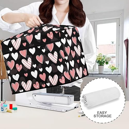 Miniatura 25 de Mumeson Cubierta antipolvo para máquina de coser de gatos negros con flores, para la mayoría de máquinas de coser estándar, plegable, duradera