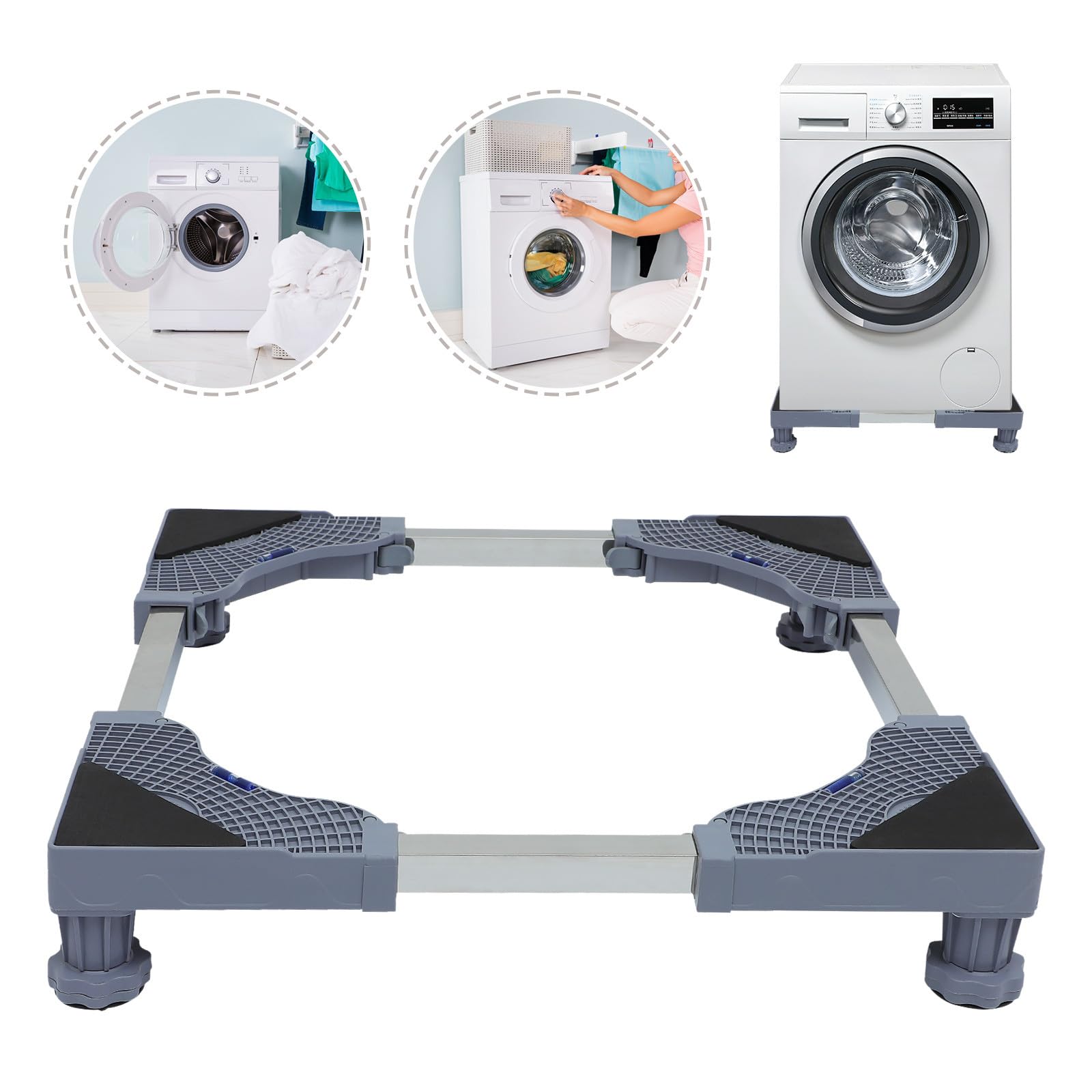 MAGICLULU Base Móvil Ruedas Giratorias de Bloqueo para Lavadora y Refrigerador 4 Pies y Protección de Plástico para Limpieza y Reacondicionamiento