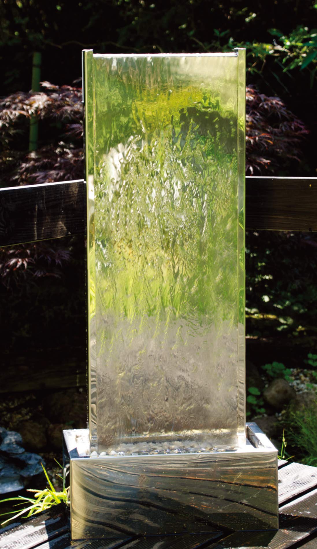 Köhko Muro S - Fuente de agua (95 cm de altura, con iluminación LED, acero inoxidable, para jardín o terraza)