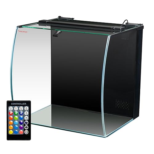 Aquatop 13.5 Gallon Bow Front Glass Aquarium Kit with Filter