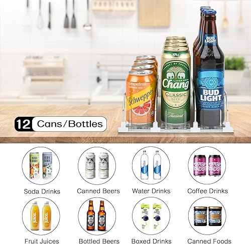 Miniatura 9 de Dispensador de latas de soda para refrigerador, deslizador automático de 3 filas, estante para botellas de refrigerador, organizador de bebidas,