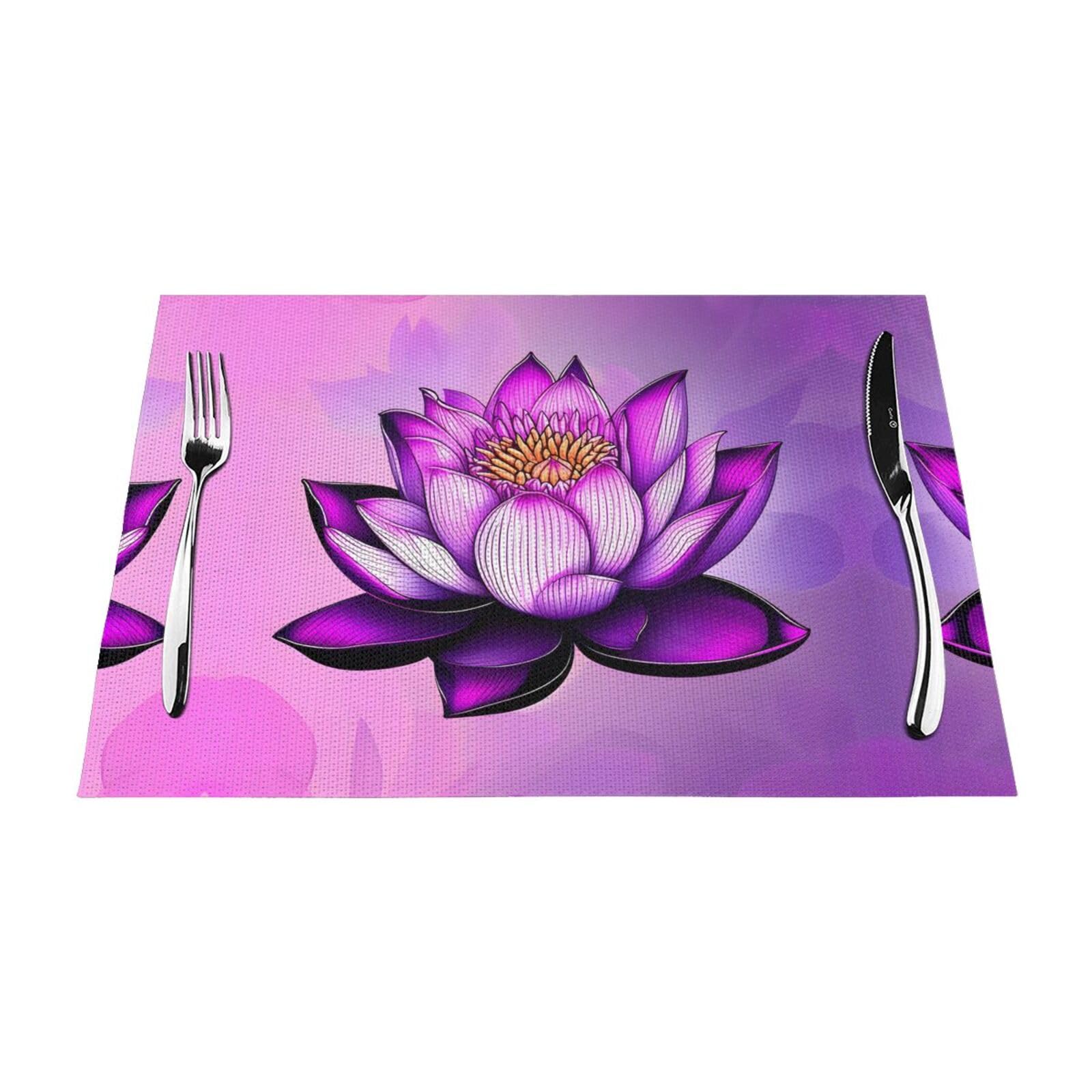 Set de table tissé de table haut de gamme motif lotus violet rectangulaire hôtel