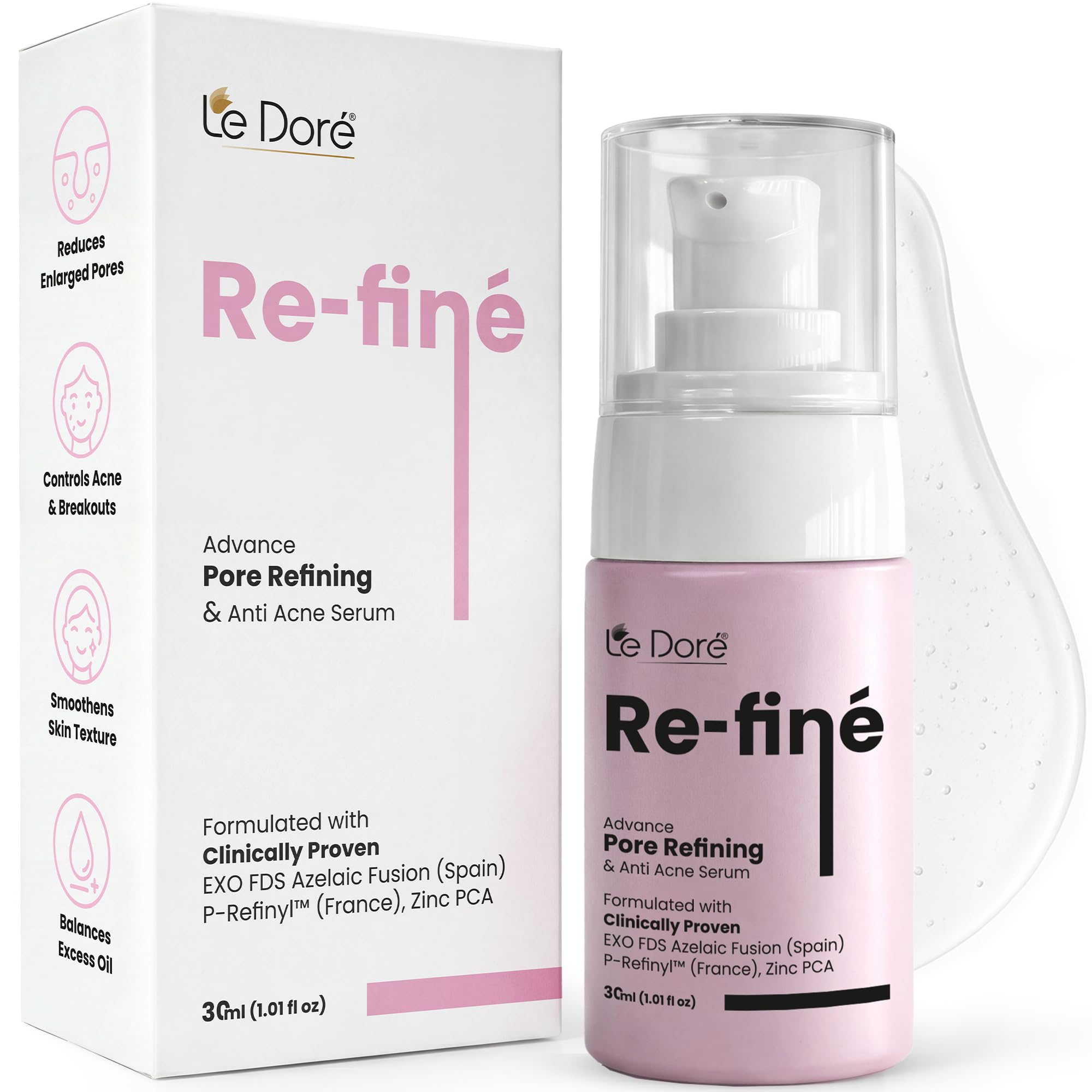 Le Dore Re-Fine Pore Tightening & Anti-Acne Serum | Clinically Proven Sebum Control & Blemish Care | Reduces Enlarged & Clogged Pores | For Clear, Balanced Skin | For Men & Women | 30ml-image-44