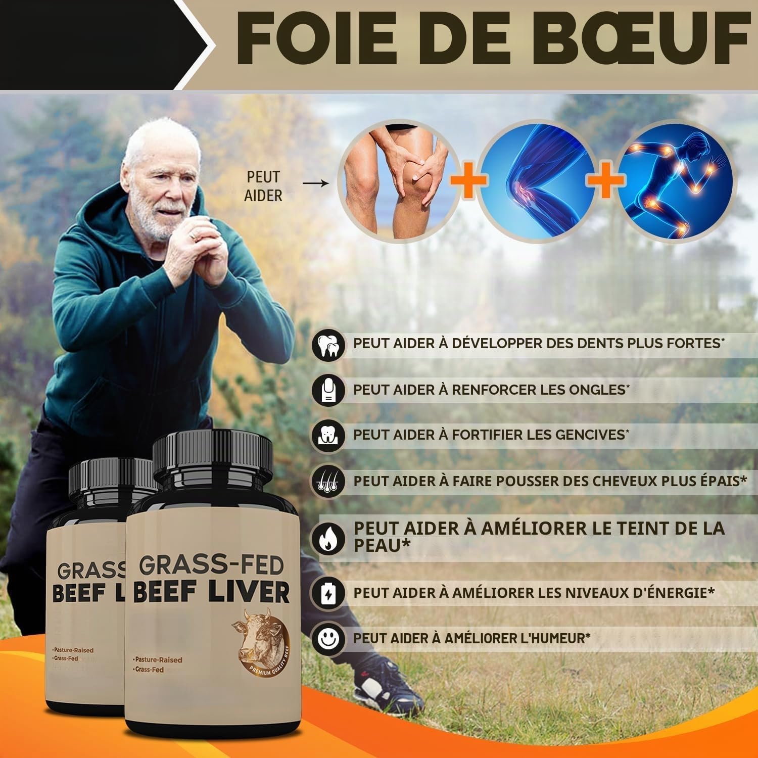 Complexe de foie de bœuf nourri à l'herbe | Riche en nutriments nécessaires aux organes internes humains | Aide votre corps à rester fort