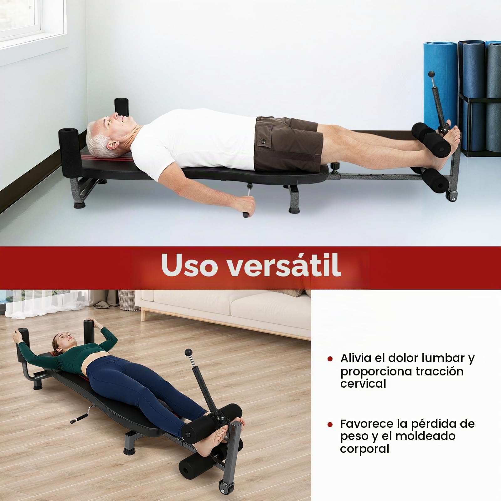 Back Stretch Traction Inversions - Mesa de inversión (columna cervical, columna vertebral, tracción, inversión con capacidad de peso de 150 kg)