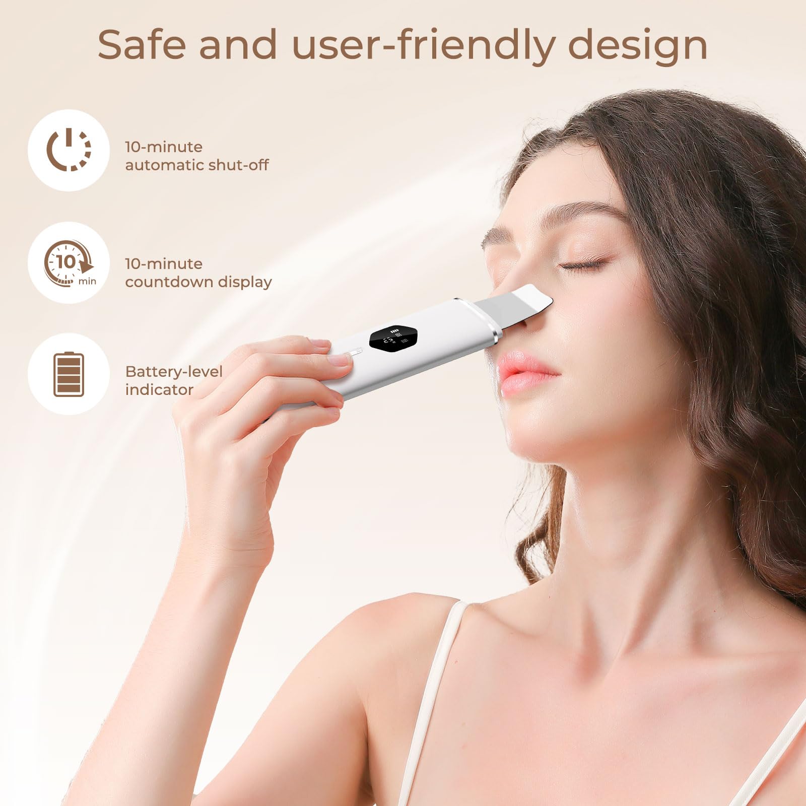 CARER SPARK Pulizia Viso Ultrasuoni,Peeling Ultrasonico Facial Skin Scrubber 4 Modalità Regolabili USB Ricaricabile Schermo LED Pulizia Profonda Rimozione Comedoni Esfoliazione Delicata