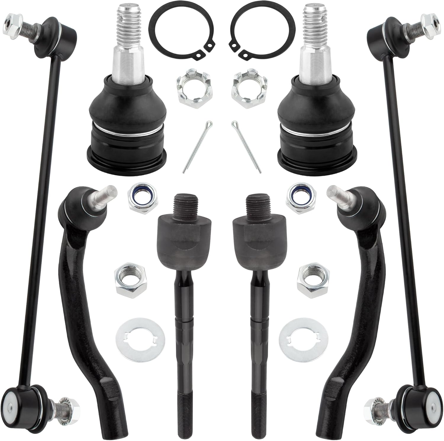 BOXI 8pcs Front Tie Rod Ends + Ball Joints + Sway Bar Links Fit for Acura MDX 2006 / for Honda Pilot 2006 2007 2008 - Sport Utility 4-Door 3.5L | EV471 ES3716 ES3717 K750124 K80281