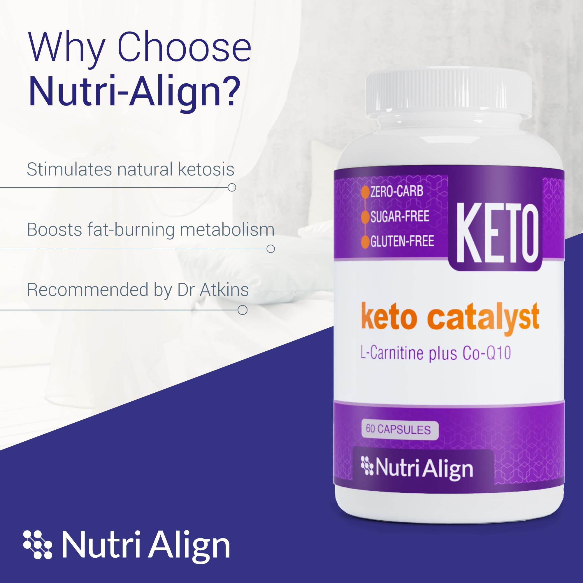 atkins l carnitine Nutri-Align Keto Catalyst: L-Carnitine & CoQ10 | Supports Natural Ketosis,  Fat Burning & Energy | No Exogenous Ketones | Keto Diet Supplement for Men  & Women