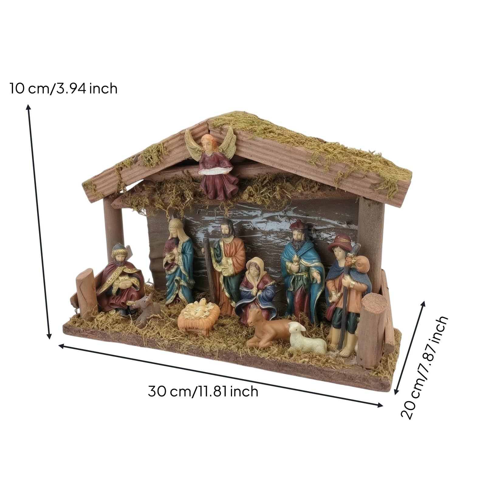 Crèche Noël Lumineuse Crèche Noël Complète Style Européen Figurines la Nativité pour Collectionneurs, Salon