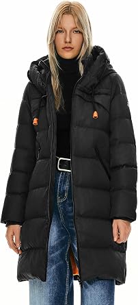 Orolay Womens Thickened Winter Down Coat Hooded Puffer Long Jacket with Pocket