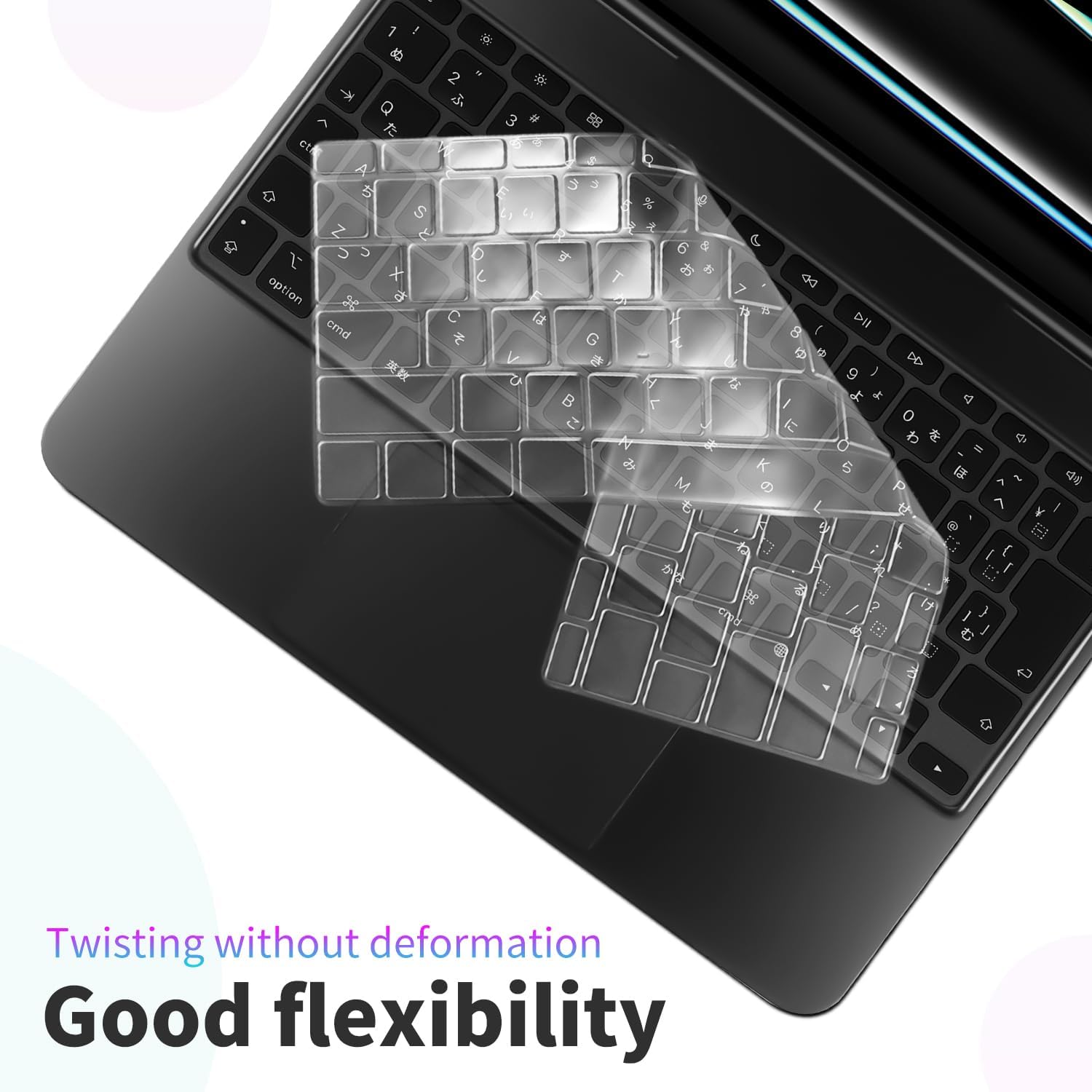 5-in-1 Tablets Decals Sticker for iPad Pro M4 2024 (A2836/A2837) 11 inch Magic Keyboard Protective Skin(Black) with Waterproof Transparent TPU Keyboard Cover