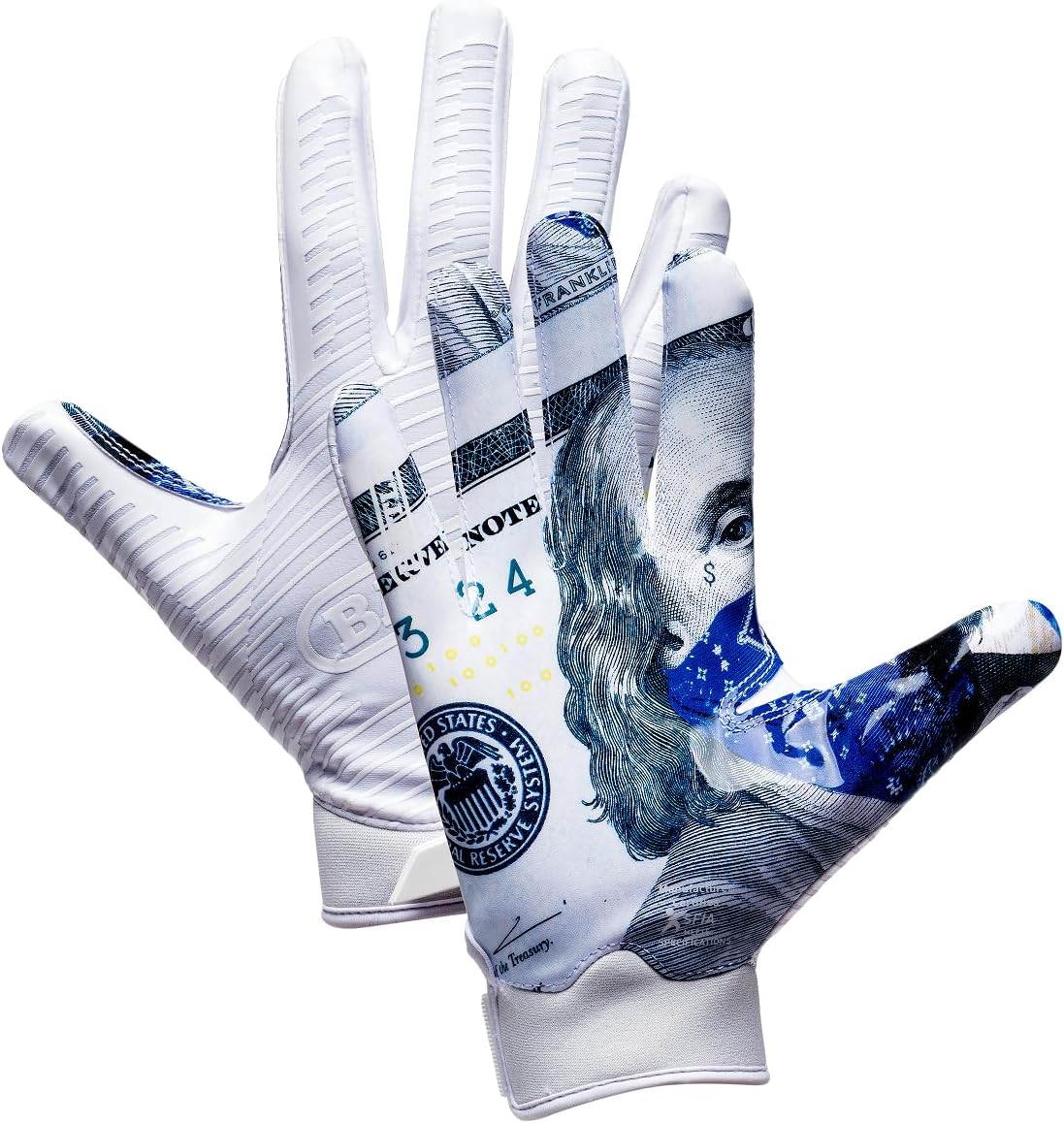 Battle Sports Back of Hand Wide Receiver Football Gloves, Ultra-Tack Sticky & Grip, No Slip - Adult & Youth