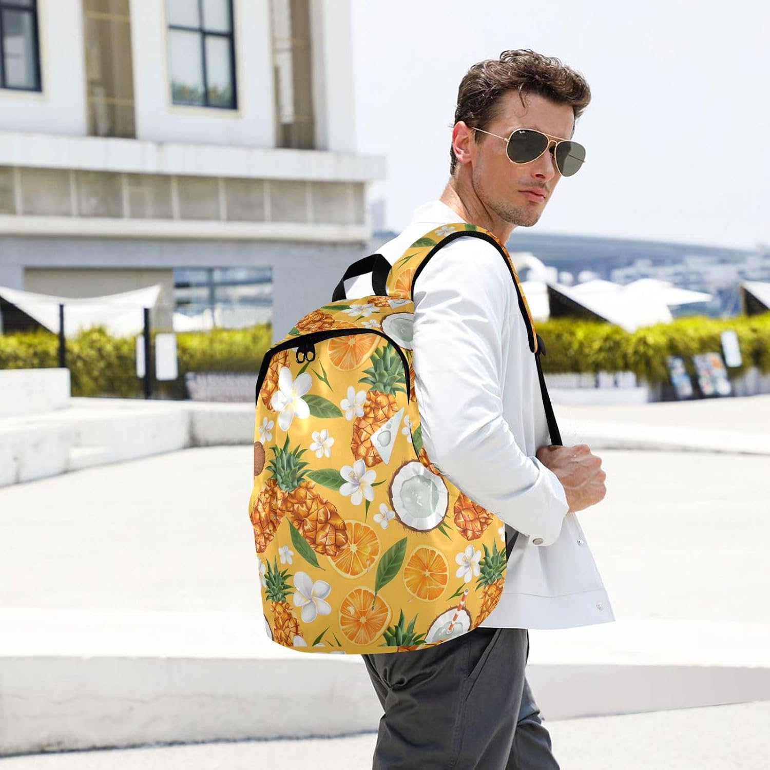 Travel Backpack for Women Laptop Bag Work Fashion Design Daypack Pineapple Coconut Tropical Large Lightweight Outdoor Casual