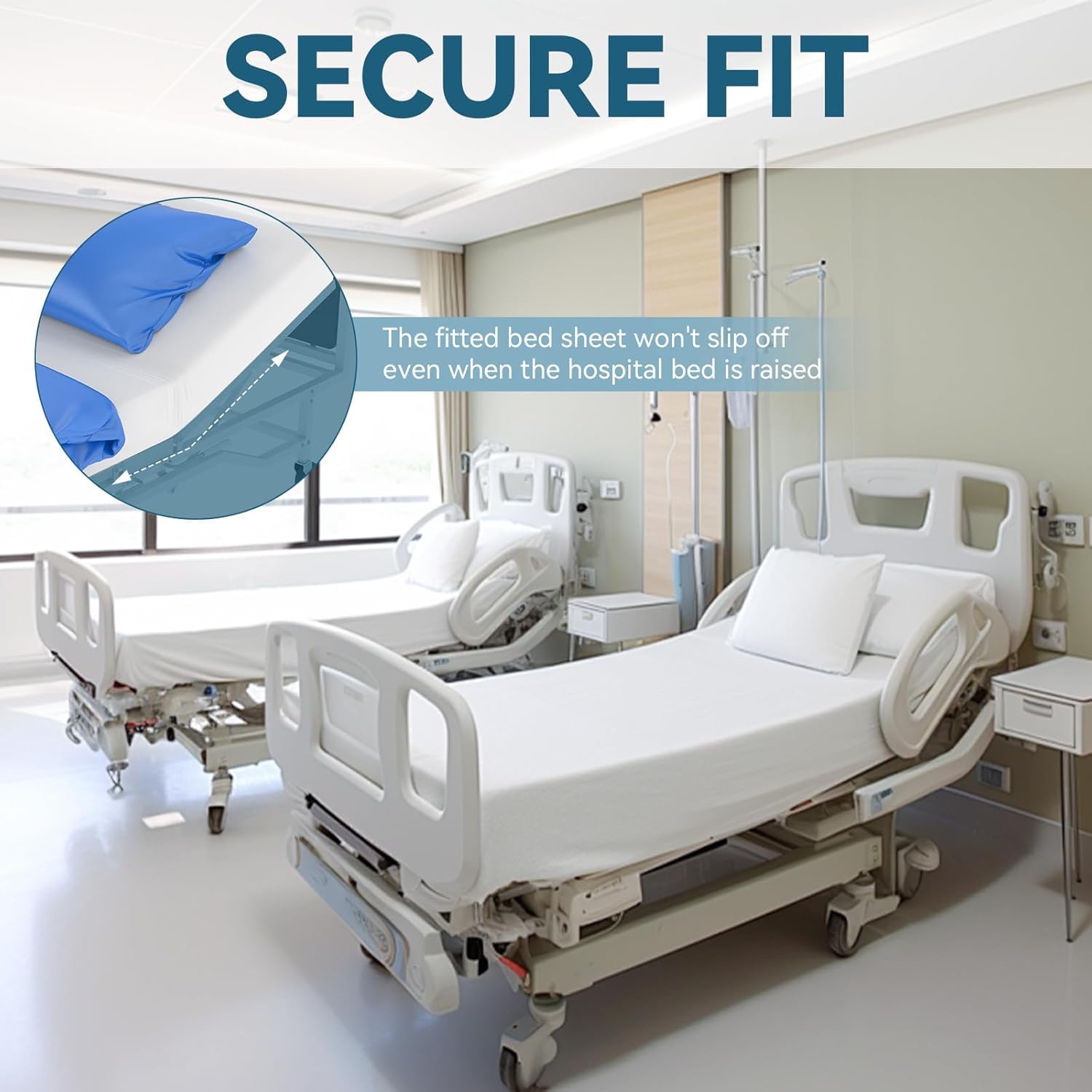 Sábana Bajera Ajustable para Cama de Hospital – 36 x 80 + 12 Pulgadas de Profundidad, sábanas 100% algodón, TC (Blanco, Bolsillo de 36 x 80 + 12 Pulgadas de Profundidad)